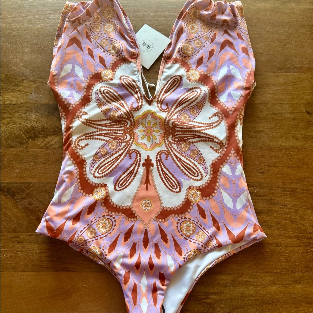 Women's One Piece Carolina K Swimsuit - Pink and Orange - Small